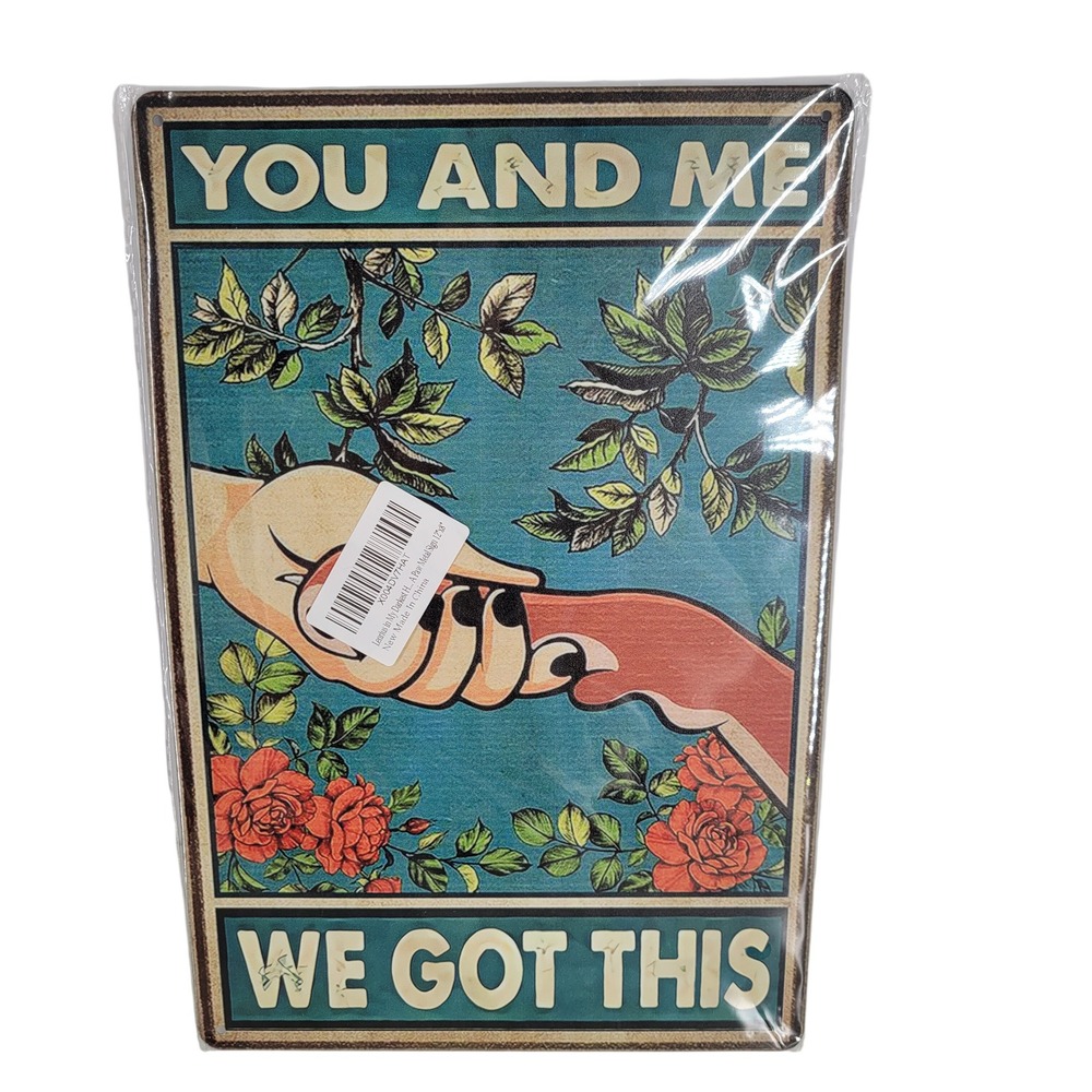 You and Me We Got This Metal Sign Vintage Floral Dog Cat‎ Lover Wall Art